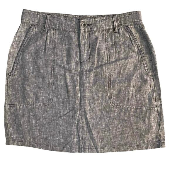 Horny Toad Size 2 Lithe Venti Charcoal Chambray Mini Skirt Linen Grey Gray - Picture 2 of 5